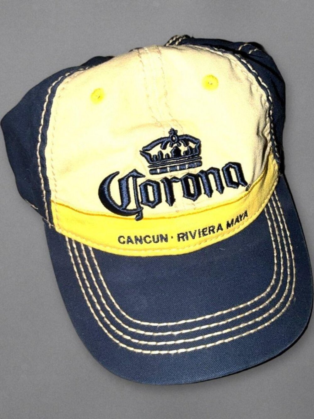 Corona Extra Cancun Riviera Maya Dad Hat Cap Cream Navy